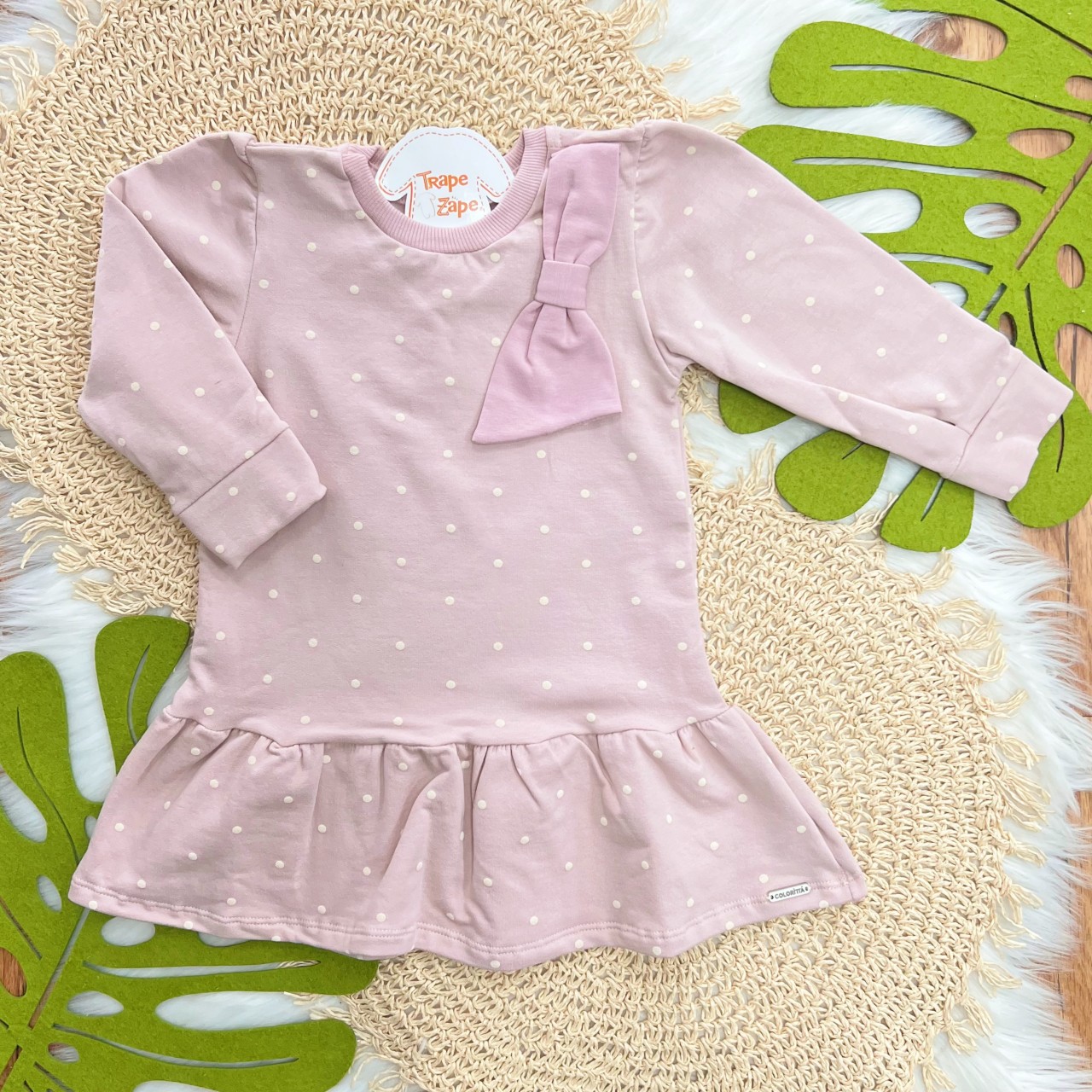 Vestido de Moletom Big Laço e Poá - Lilás